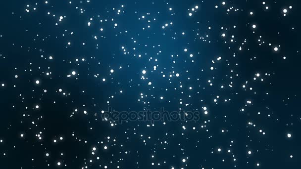 Cielo nocturno estrellas brillantes sobre fondo de degradado azul verde azulado negro — Vídeo de stock