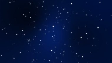 Siyah mavi degrade arka plan üzerinde ışık parçacık yıldız ile Galaxy animasyon