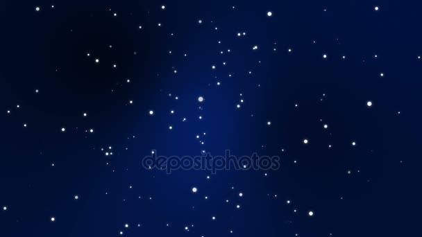 Galaxy animation with light particle stars on black blue gradient background — Stock Video