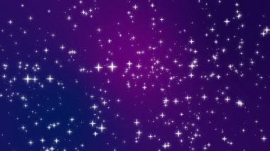 Mor arka planda hareketli yıldız ışık parçacıkları