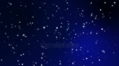 Yanıp sönen beyaz ışık parçacıkları arasında bir siyah mavi degrade arka plan hareketli