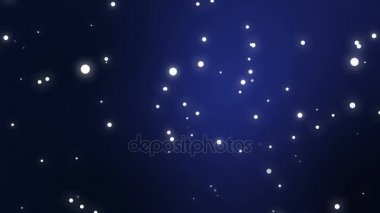 Yanıp sönen beyaz ışık parçacıkları siyah arasında hareket degrade arka plan mavi