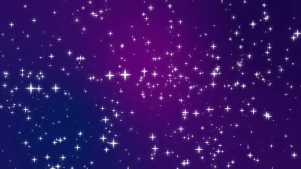 Partículas de luz de estrela se movendo através do fundo roxo — Vídeo de Stock