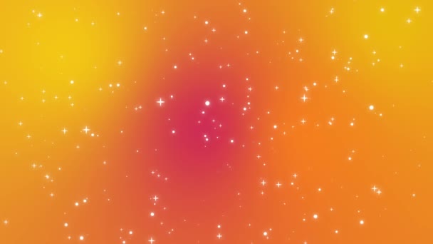 Třpytivý světle částice pohybující se napříč oranžová červená žlutá barevných přechodů — Stock video
