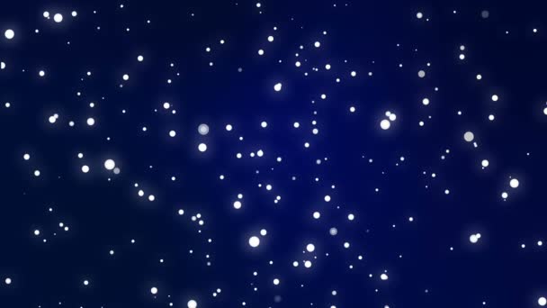 Csillogó fehér fény részecskék mozog a fekete kék színátmenetes háttér — Stock videók