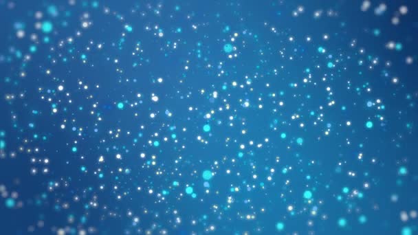 Blauwe glitter achtergrond met flikkerende licht deeltjes — Stockvideo