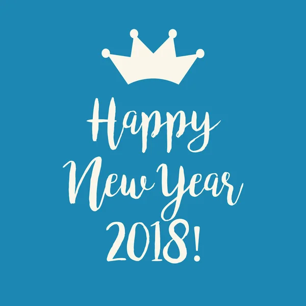 Bir taç ile mavi mutlu yeni yıl 2018 tebrik kartı