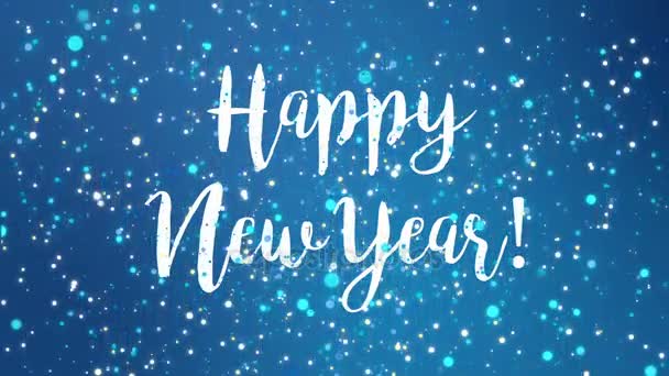 Sparkly blue Happy New Year greeting card video — Stock Video