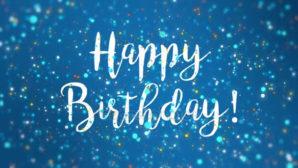 Brillante Azul Feliz Cumpleaños Tarjeta Felicitación Video Animación Con Texto — Vídeo de stock