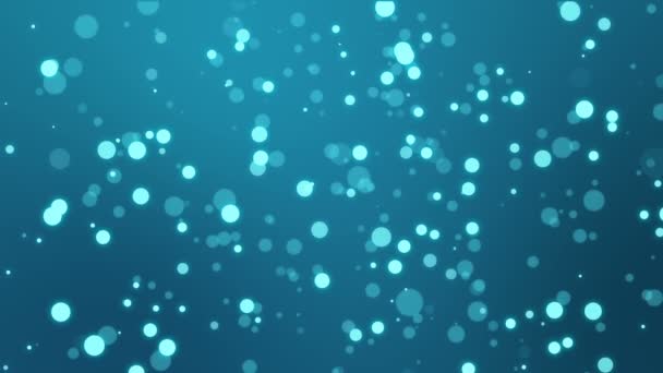 Teal Blue Bokeh Achtergrond Met Drijvende Zeepbel Lichte Deeltjes — Stockvideo