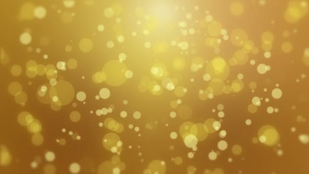 Brilhante Fundo Bokeh Amarelo Dourado Animado Com Partículas Luz Flutuantes — Vídeo de Stock