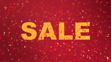 Renkli parçacıkları ile animasyonlu köpüklü kırmızı satışı işareti.