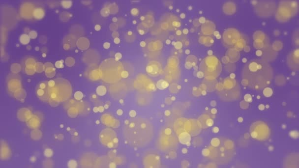 Hermoso Fondo Bokeh Púrpura Brillante Con Partículas Flotantes Luz Amarilla — Vídeos de Stock