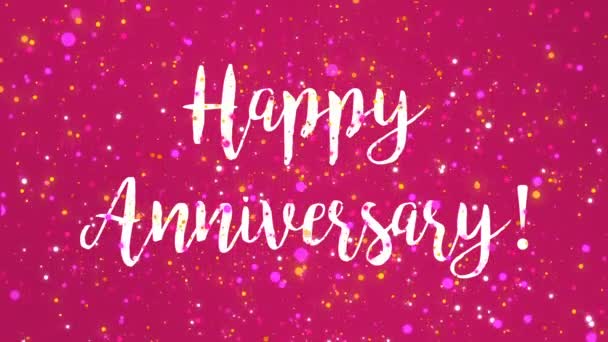 Sparkly Pink Happy Anniversary Greeting Card Video Animation Handwritten Text — Stock Video