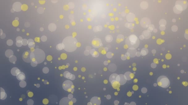 Fond bleu foncé bokeh avec des particules flottantes jaune clair .