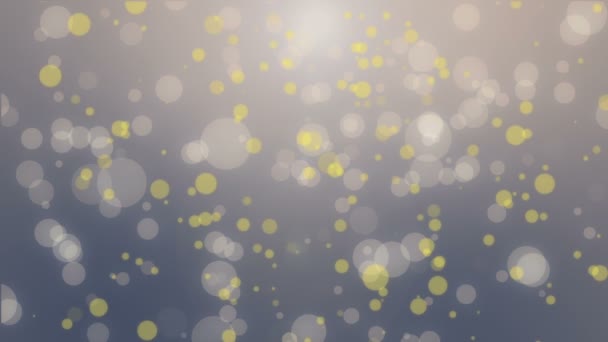 Fundo Bokeh Azul Escuro Com Partículas Amarelas Luz Flutuante — Vídeo de Stock