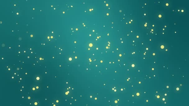 Sparkly Teal Blauwe Achtergrond Met Dalende Geel Licht Deeltjes — Stockvideo