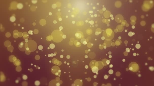 Brilhando Fundo Bokeh Amarelo Vermelho Com Partículas Luz Flutuantes — Vídeo de Stock