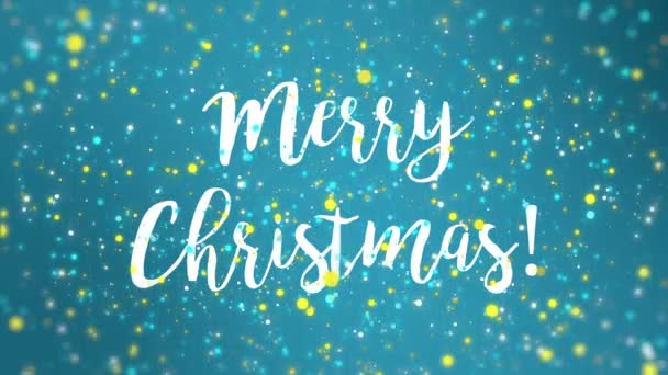 Sparkly Blue Yellow Merry Christmas Greeting Card Video Animation Falling — Stock Video