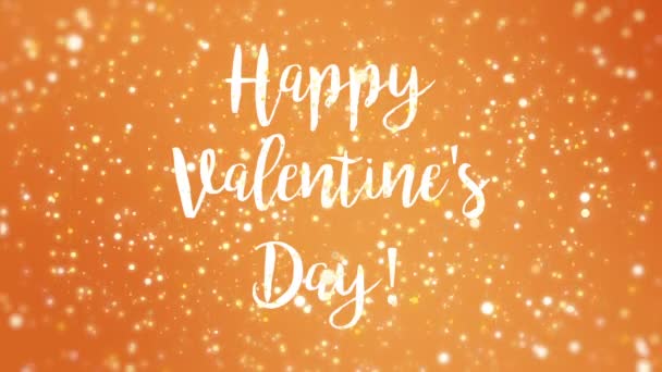 Animado Brillante Naranja Feliz Día San Valentín Tarjeta Felicitación Animación — Vídeos de Stock