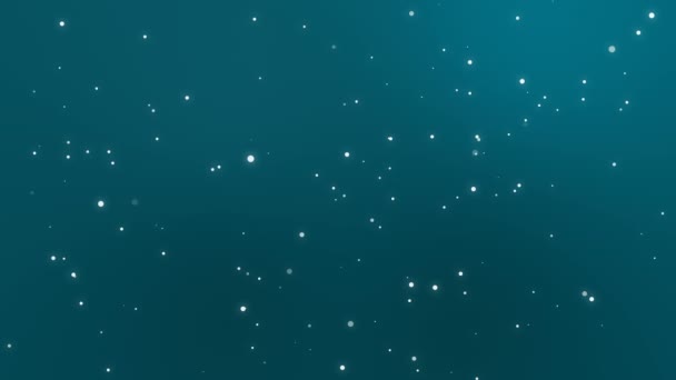 Fondo Cielo Estrellado Verde Azulado Oscuro Con Partículas Luz Brillante — Vídeo de stock