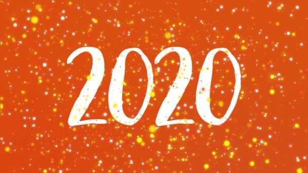 Funkelnd Frohes Neues Jahr 2020 Grußkarte Videoanimation Mit Handgeschriebenen Zahlen — Stockvideo