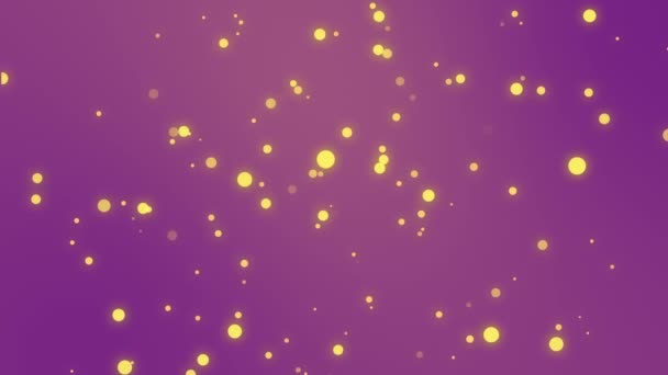 輝く黄色の粒子ライトと魔法の紫色の背景 — ストック動画