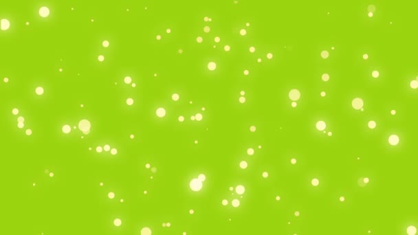 Divertido Fondo Verde Brillante Animado Con Partículas Flotantes Luz Amarilla — Vídeo de stock