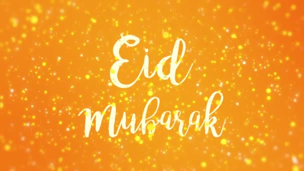 Gnistrande Eid Mubarak Gratulationskort Video Animation Med Handskriven Text Och — Stockvideo