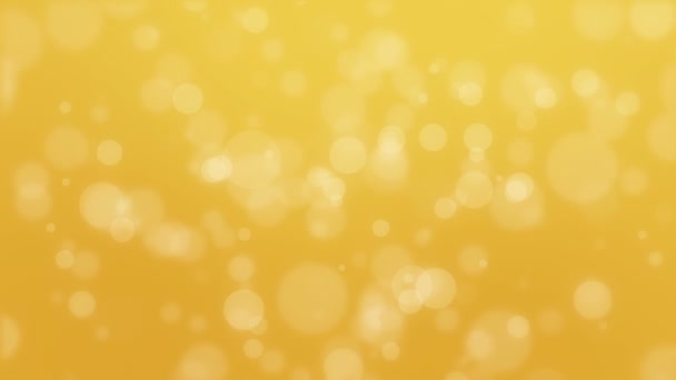 Animado Brilhante Bokeh Partículas Luz Flutuando Sobre Fundo Amarelo Dourado — Vídeo de Stock
