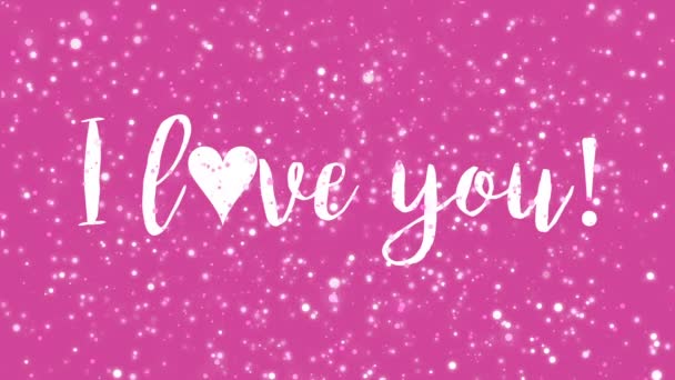 Sparkly Roze Geanimeerde Valentijnsdag Wenskaart Met Hou Van Handgeschreven Tekst — Stockvideo