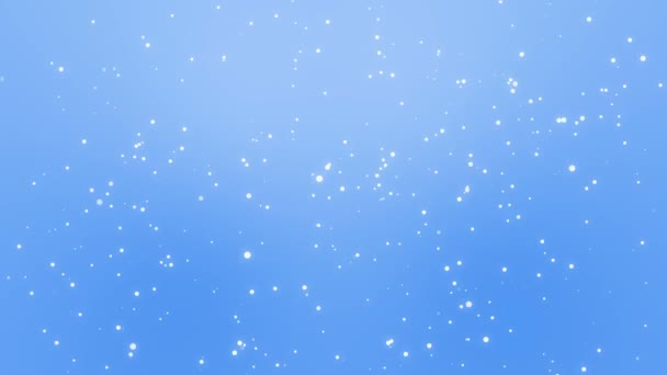 Animated Blue Winter Sky Background Falling White Snowflake Particles — 비디오