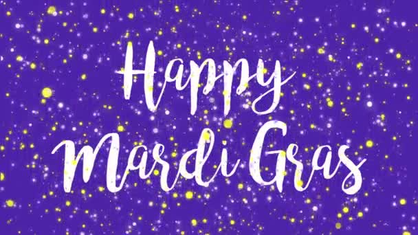 Блискуче Фіолетове Happy Mardi Gras Вітальна Листівка Відео Анімація Рукописом — стокове відео