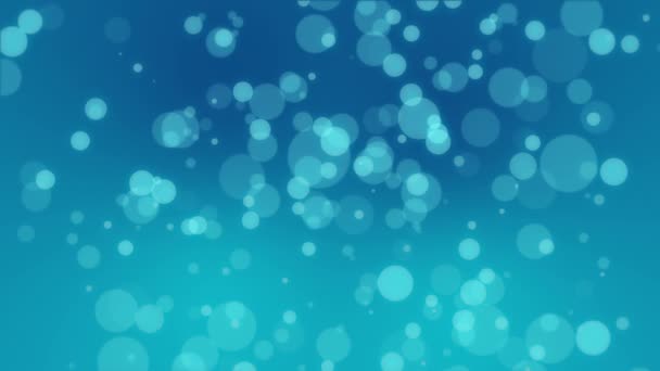 Fond animé bleu turquoise avec particules de lumière à bulles flottantes .