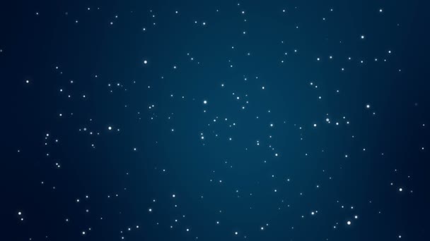 Κινούμενα Σκούρο Μπλε Έναστρο Νυχτερινό Ουρανό Φόντο Αφρώδη Σωματίδια — Αρχείο Βίντεο
