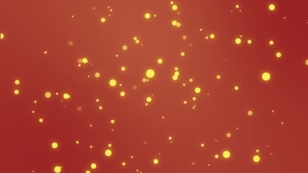 Animated Festive Red Background Glowing Gold Light Particles — Stock Video