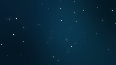 Karanlık mavi gökyüzü arka planında yanıp sönen yıldız parçacıkları.