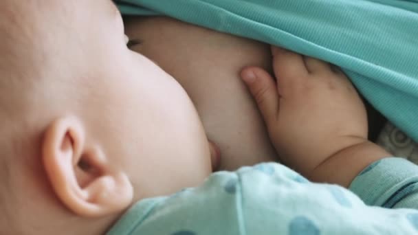 Mutter füttert ihr Baby mit Muttermilch — Stockvideo