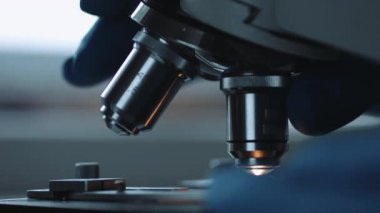 Mikroskop ve test örneği yakın çekim