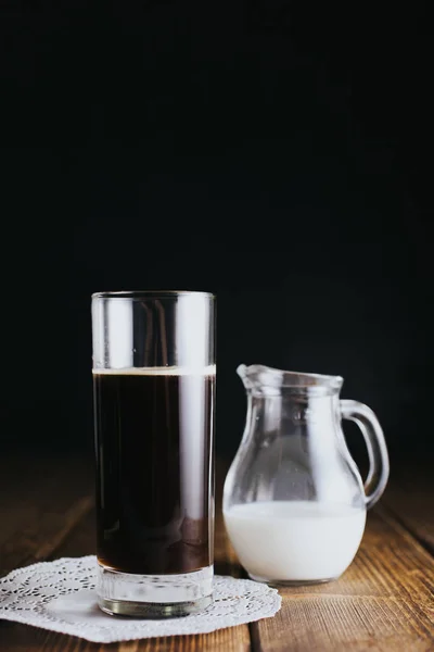 Glass of coffee and milk