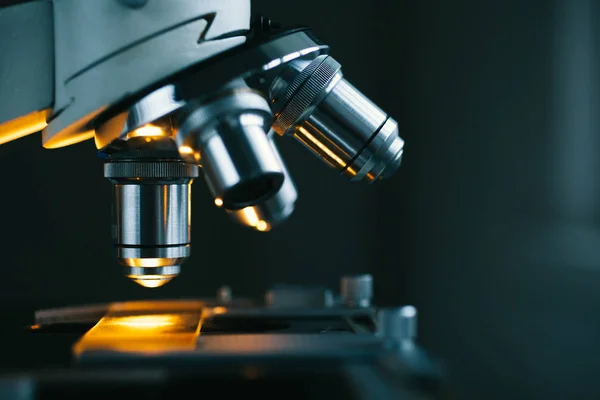 Mikroskop ve test örneği yakın çekim