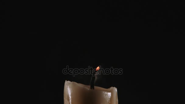 Extinguished candle with smoke — Stock Video