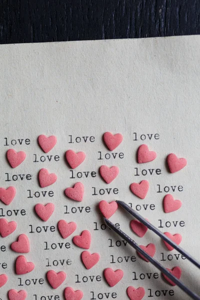 Heart shaped candy with loving words