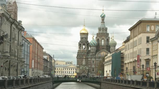 View of the Church and the Fontanka river. — Stock Video