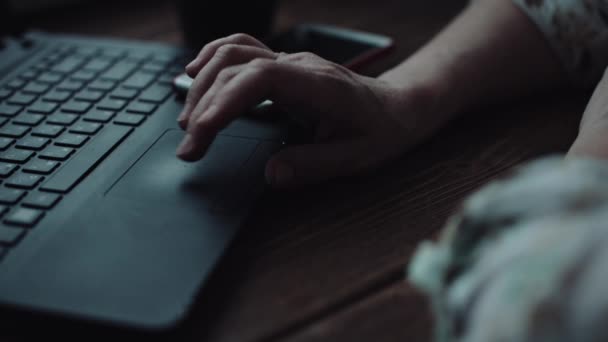 Женщина работает на ноутбуке — стоковое видео