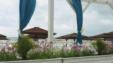 Mavi perde rüzgarda çırpınan.