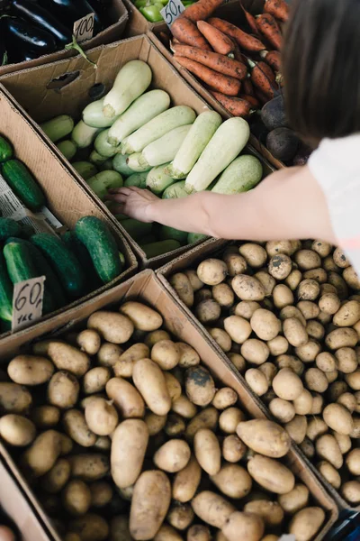 Erntehelfer kaufen Gemüse — Stockfoto