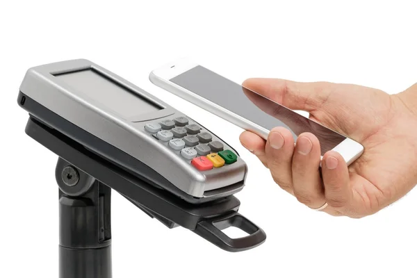 Бесконтактная оплата по технологии NFC — стоковое фото
