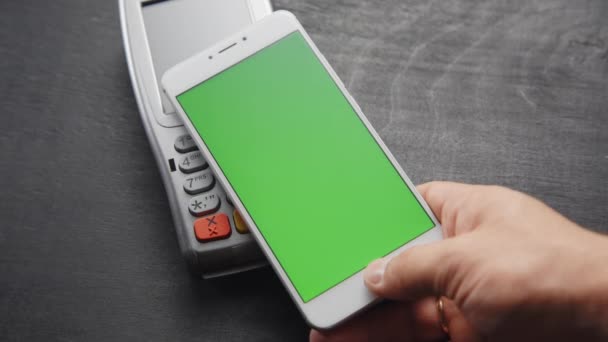 Pagamento smartphone sem contato . — Vídeo de Stock