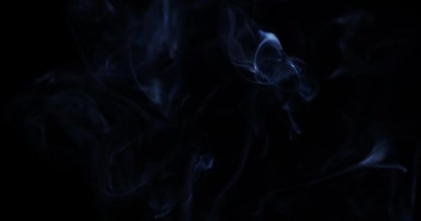 Rauch schwebt langsam durch den Raum vor schwarzem Hintergrund. — Stockvideo